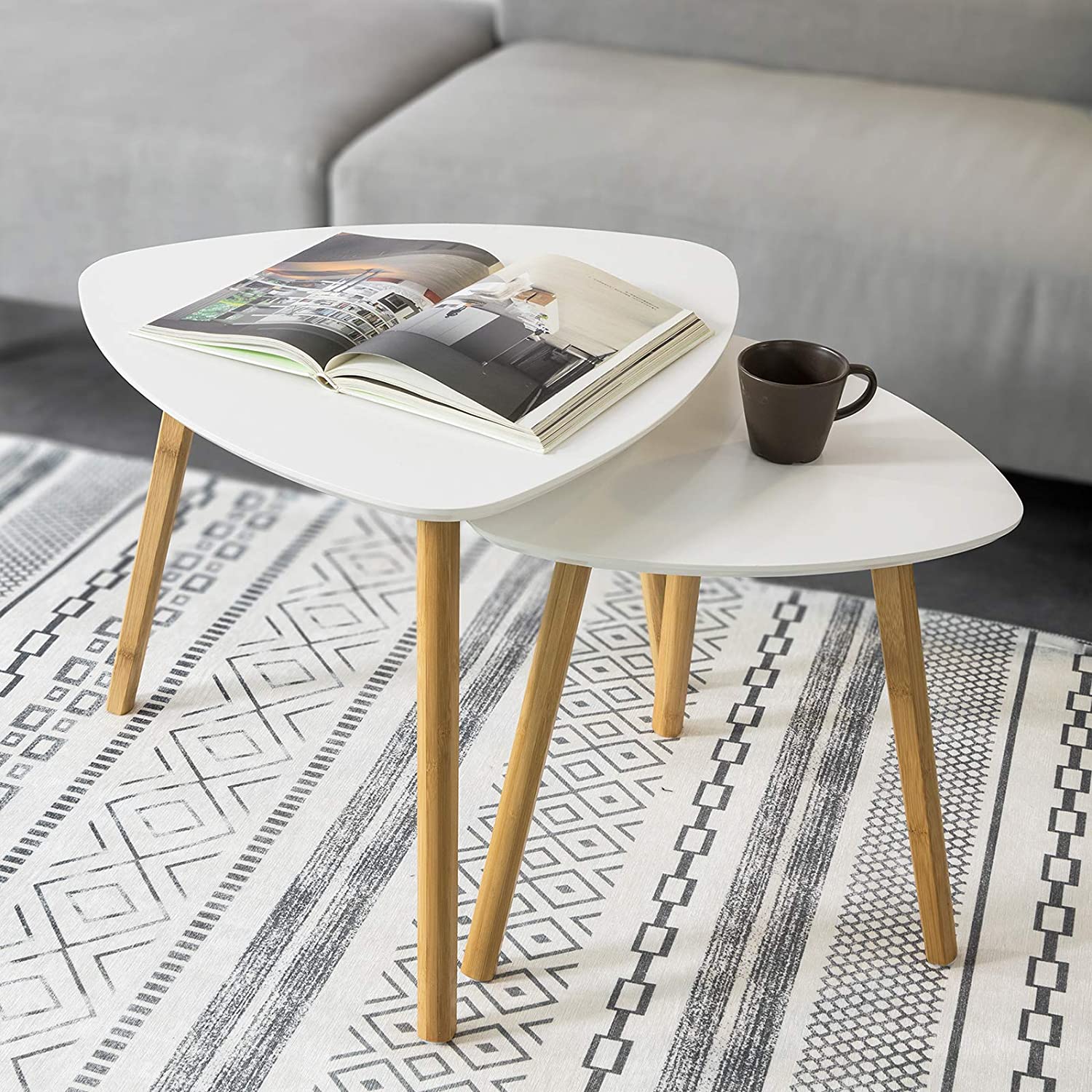 Set of 2 White Side Nesting Tables - SuperSaverAU - view 2