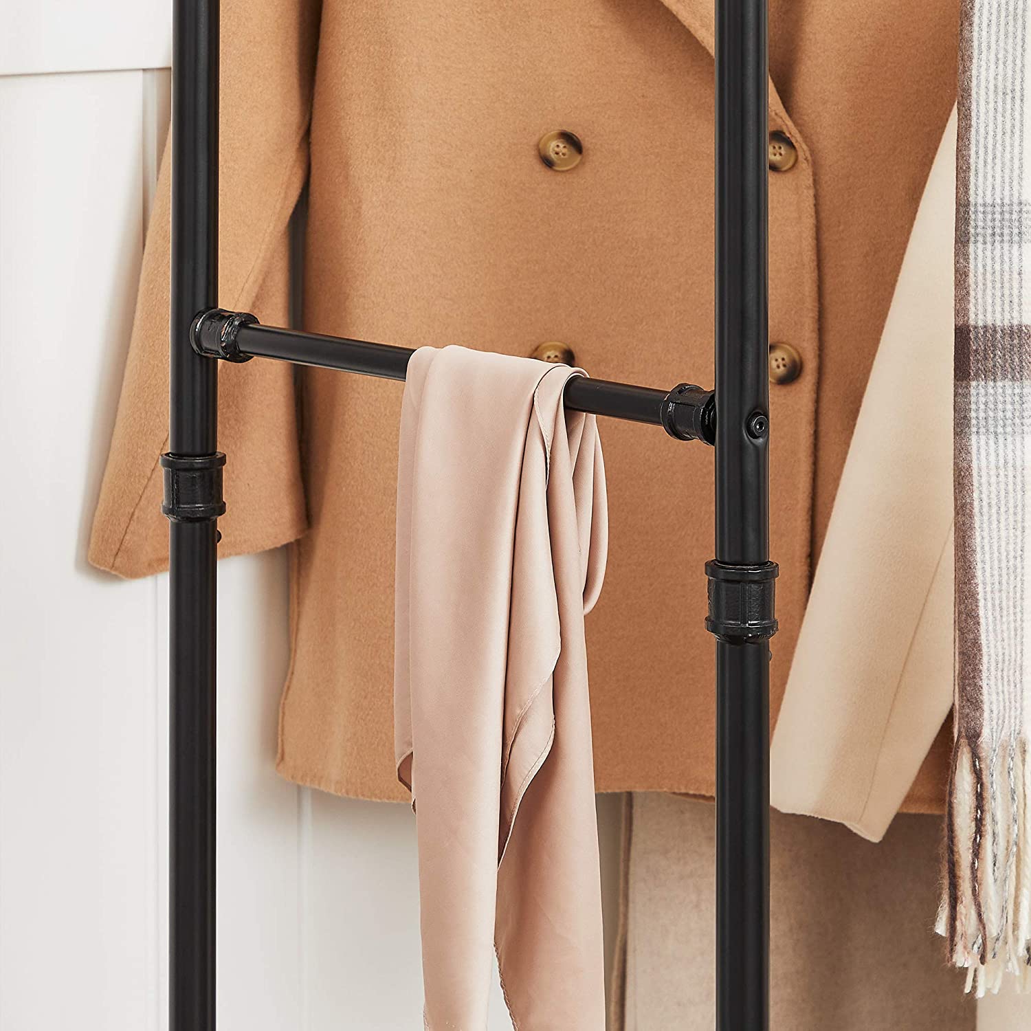Premium Industrial Pipe Clothes Rack with Wheels - 110kg Load