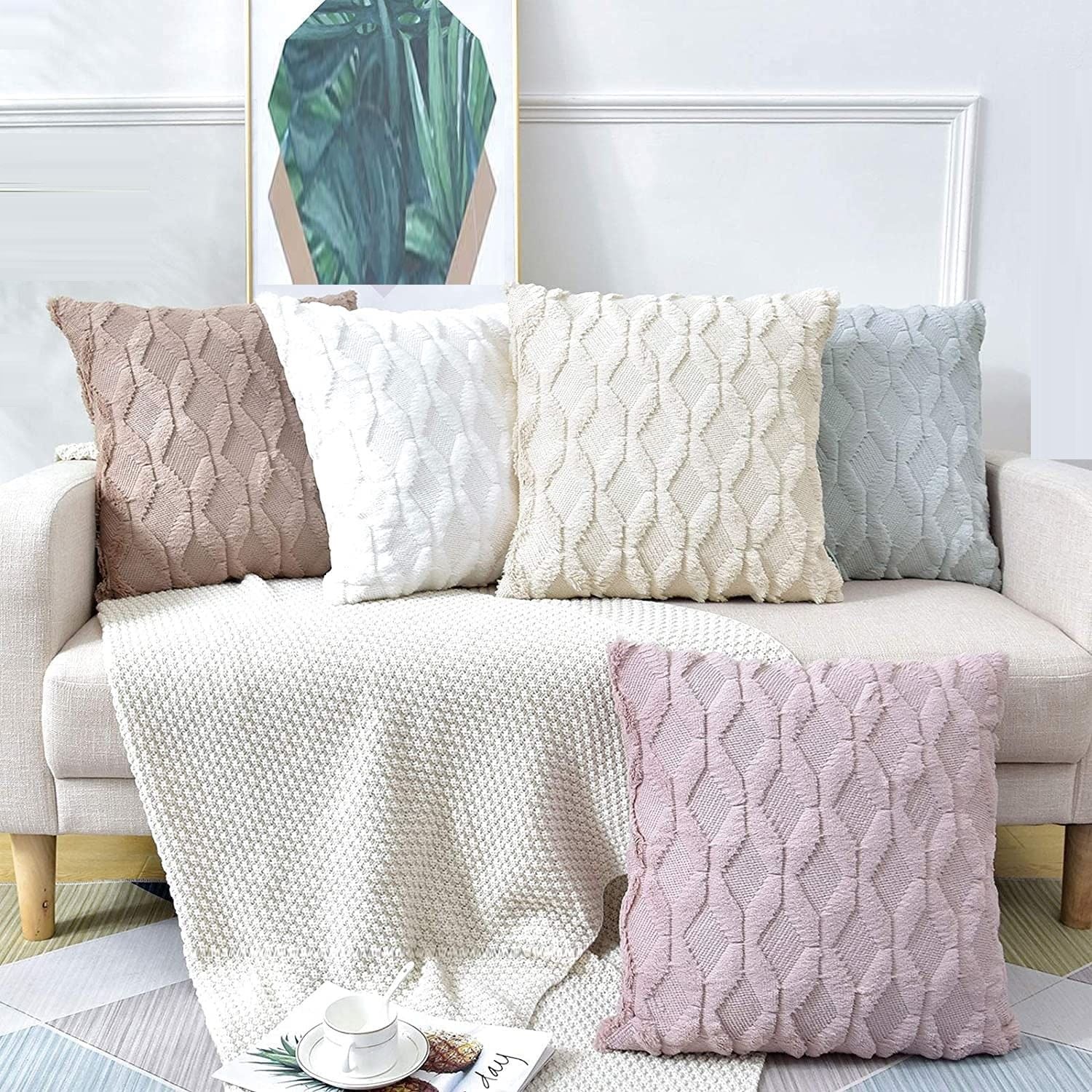 Boho Throw Pillow Covers 45x45 cm - 2 Pack Soft Faux Fur, Decorative Design - SuperSaverAU - view 2