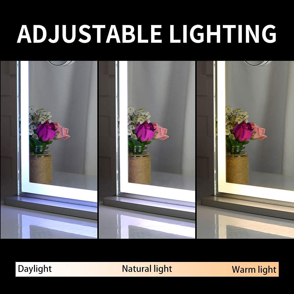 Premium Hollywood LED Makeup Mirror 72x56cm with 10X Magnifier and 3 Dimmable Colours