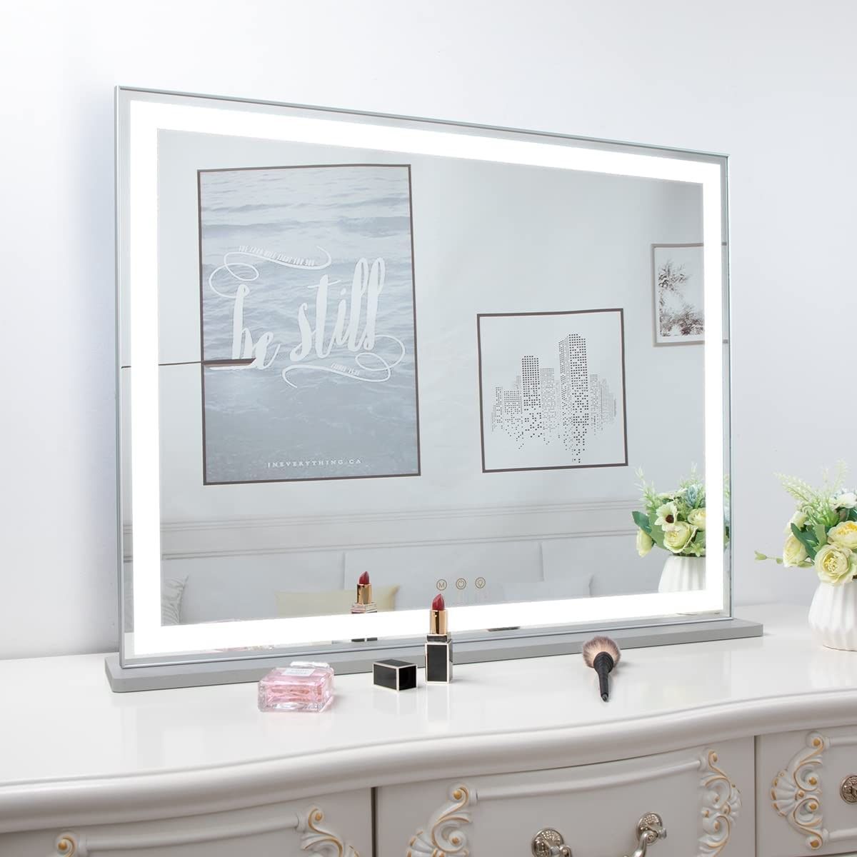 Premium Hollywood LED Makeup Mirror 72x56cm with 10X Magnifier and 3 Dimmable Colours
