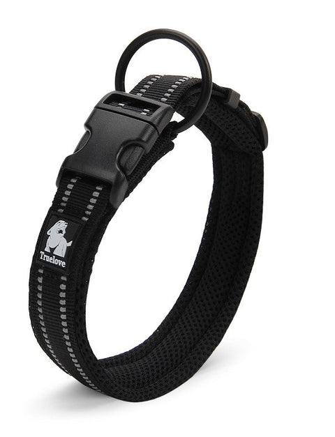 Heavy Duty Dog Collar Black L - Reflective, Safety Lock, Comfortable, Strong - SuperSaverAU - view 1