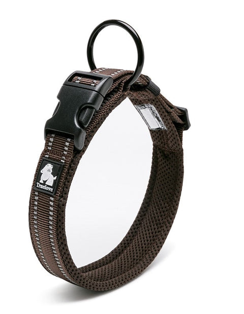 Heavy Duty Reflective Dog Collar Brown XL - Safety Lock, Comfortable, Strong - SuperSaverAU - view 1