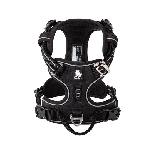 Premium Black Adventurer 3M Reflective No Pull Dog Harness Size XS