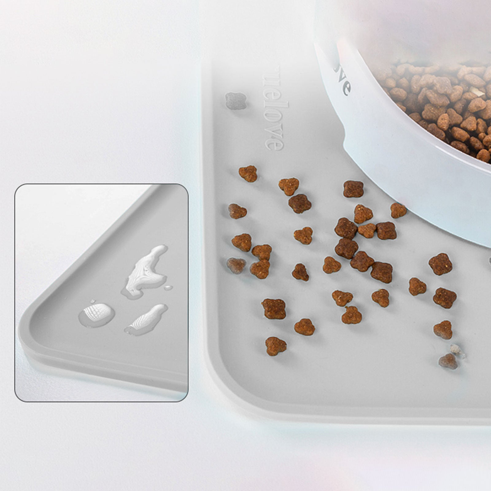 Silicone Waterproof Pet Food Mat Glacier Grey 45.5x34cm Non-Slip - SuperSaverAU - view 5