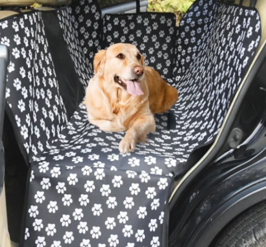 Premium Black Waterproof Pet Car Seat Cover Hammock with Mesh Window