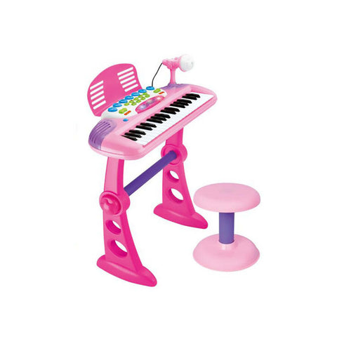 Children's Pink Electronic Keyboard with Stand, Microphone, and Stool 31-Keys - SuperSaverAU - view 1