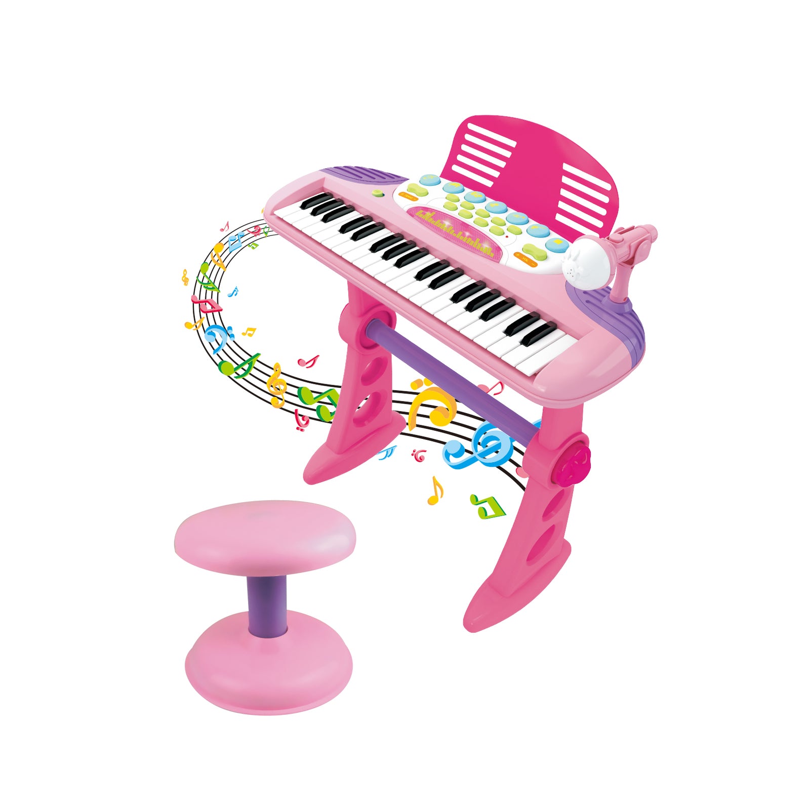 Children's Pink Electronic Keyboard with Stand, Microphone, and Stool 31-Keys - SuperSaverAU - view 2