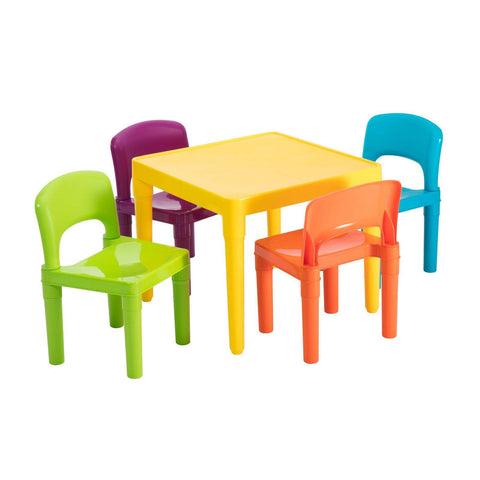 Kids 5-Piece Plastic Table and 4 Chairs Set Multicoloured for Ages 3-8 - SuperSaverAU - view 1