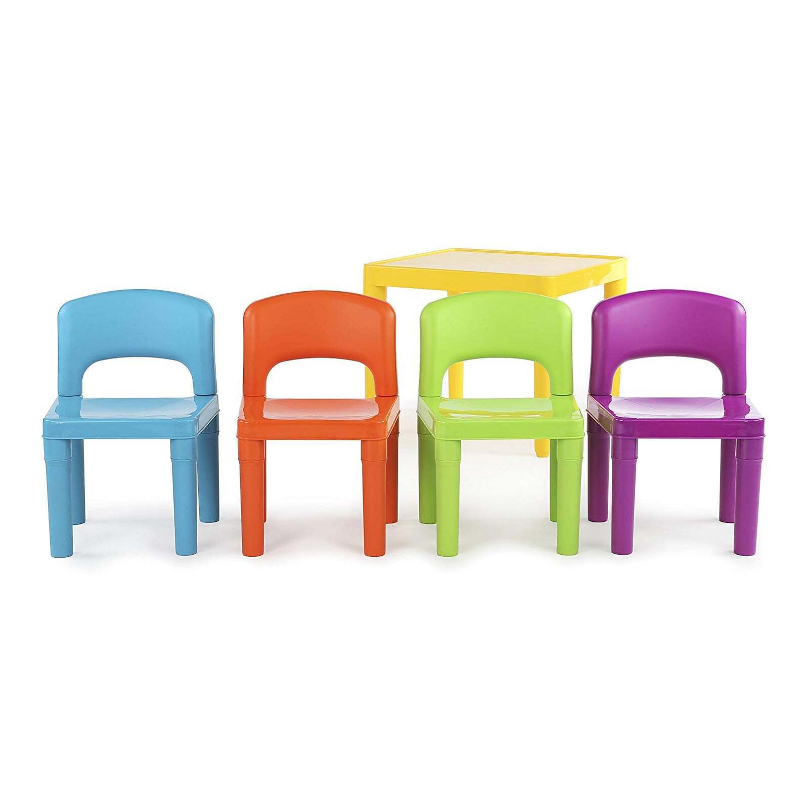 Kids 5-Piece Plastic Table and 4 Chairs Set Multicoloured for Ages 3-8 - SuperSaverAU - view 3
