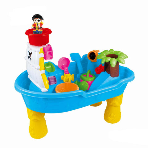 Children's Pirate Theme Ship Sand & Water Table 60cm x 28cm x 39cm with 20 Play Pieces - SuperSaverAU - view 1