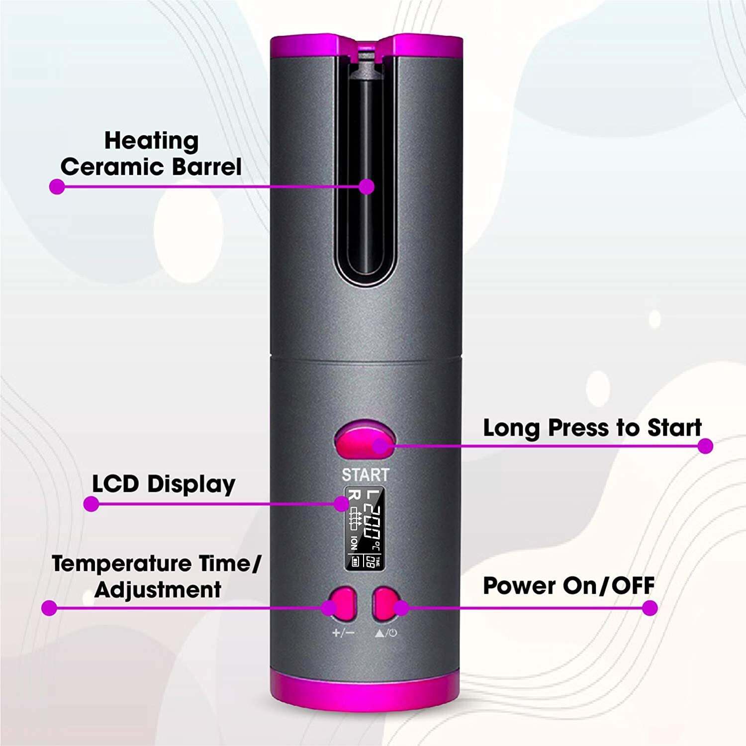 Cordless Ceramic Automatic Hair Curler for Portable Hair Styling - SuperSaverAU - view 3