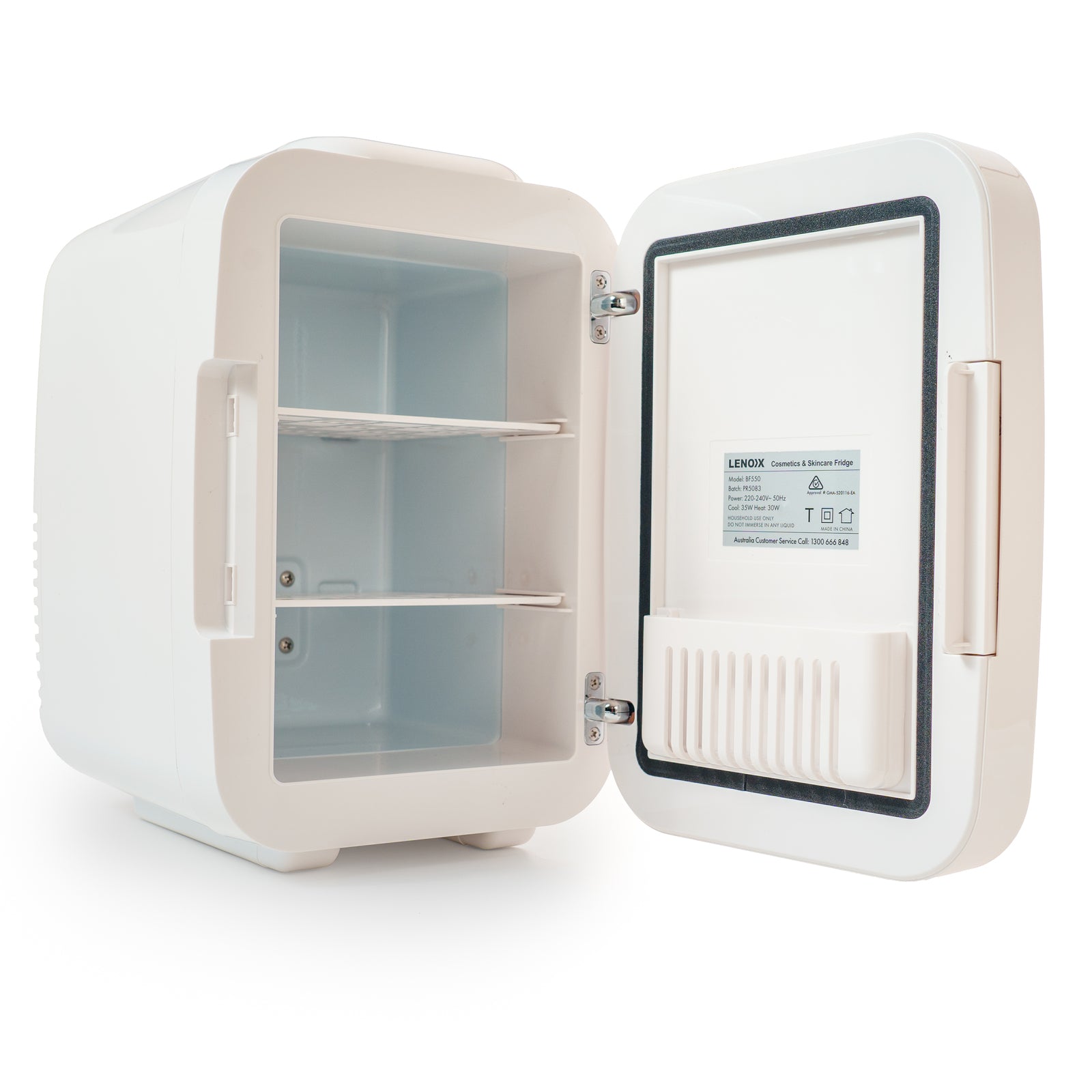 Lenoxx 4L Beauty Cosmetics Skincare Fridge - White with Mirror Door & Temperature Settings - SuperSaverAU - view 2