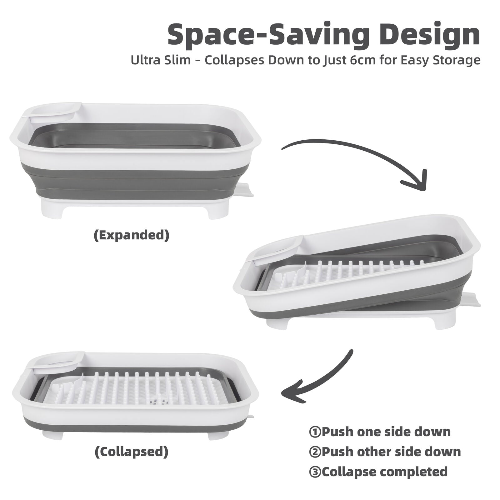 Collapsible Dish Rack 48x40x15.5cm with Utensil Section for Compact Kitchens & Camping - SuperSaverAU - view 5