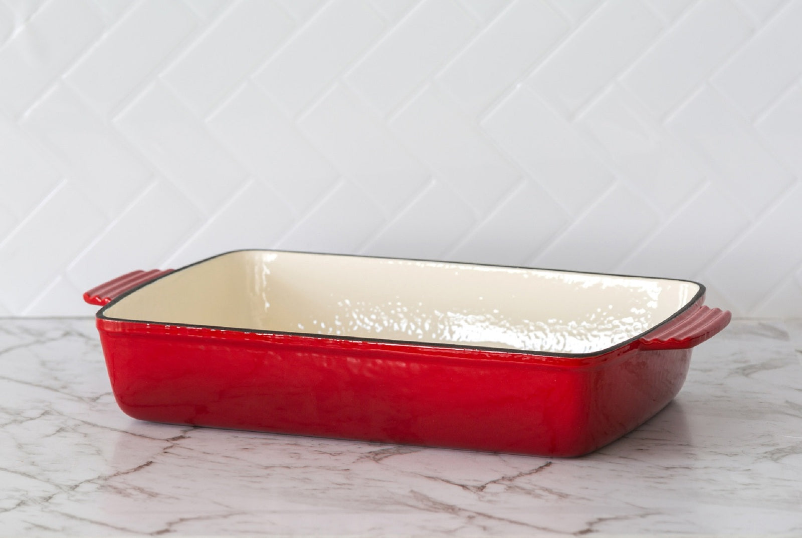 Enamelled Cast Iron 38.5x23cm Rectangular Roaster (3.4L) - Red - SuperSaverAU - view 2