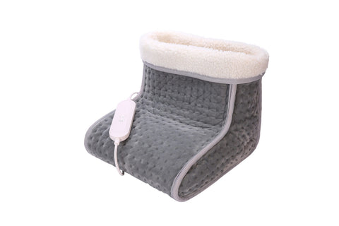Premium Grey Plush Flannel Fleece Electric Foot Warmer 4 Heat Settings