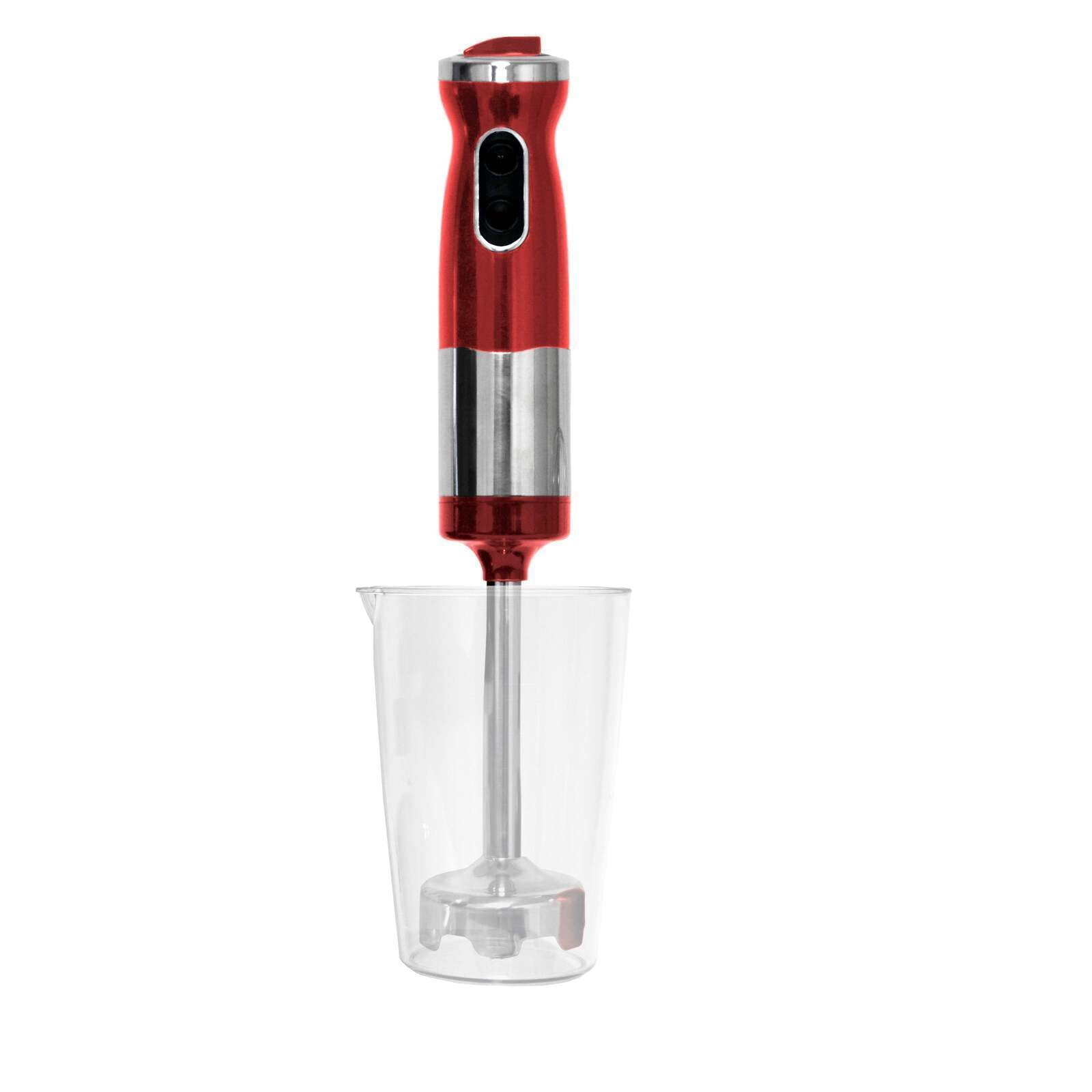 Premium Red Electric Stick Blender and Hand Mixer Set with 750ml Beaker