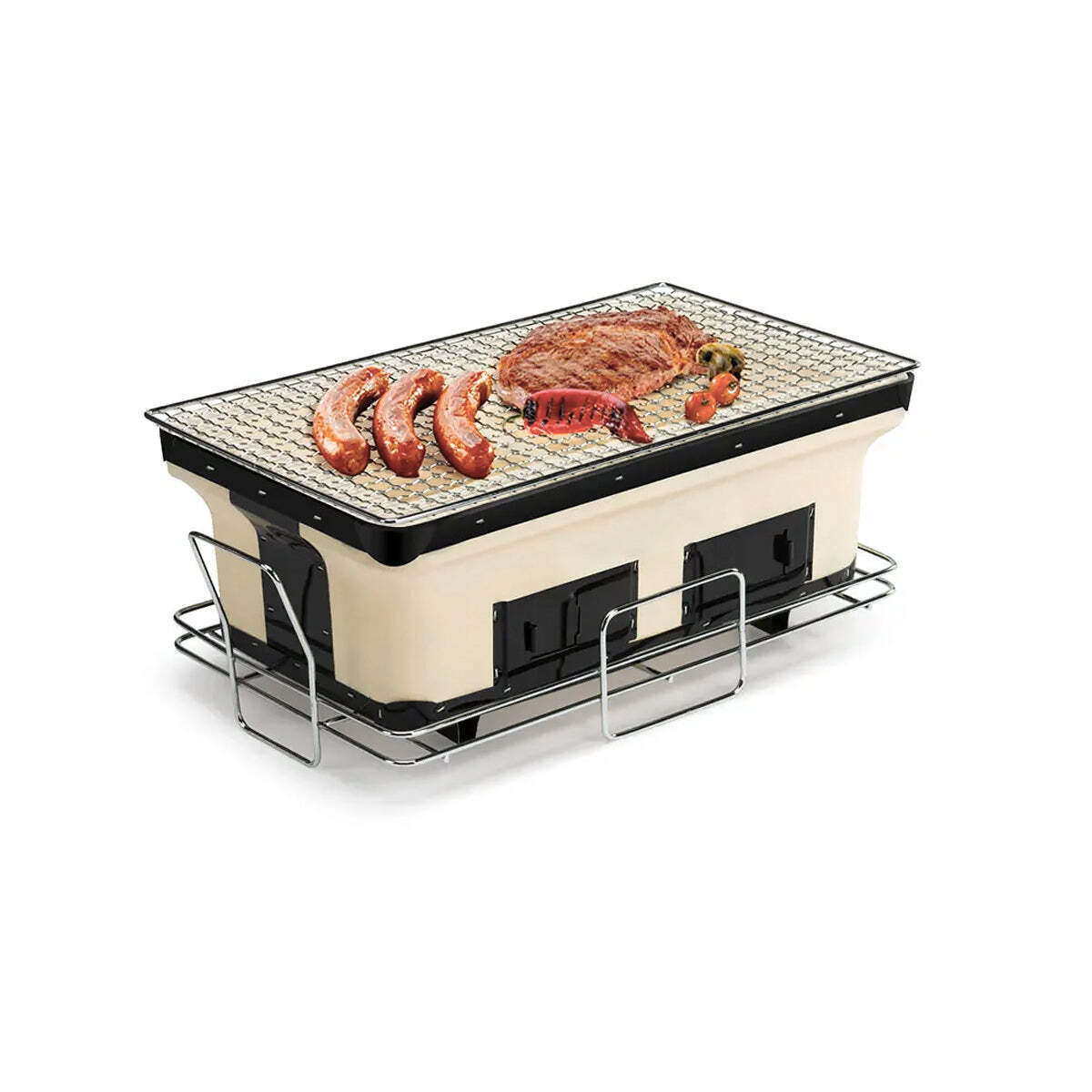 Portable Hibachi Tabletop Grill Dual Charcoal BBQ Chambers - SuperSaverAU - view 6