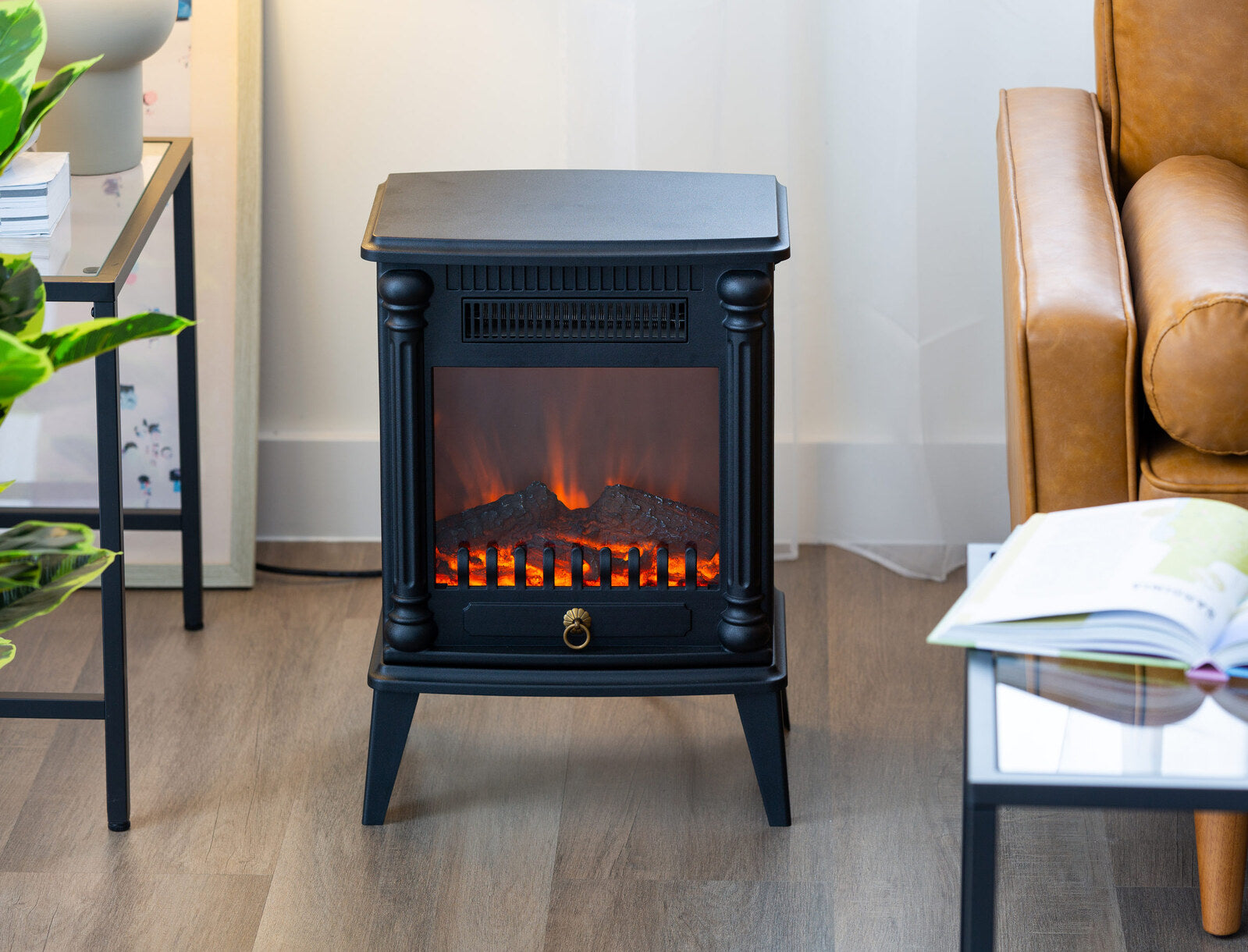 Lenoxx Electric Log Fireplace Heater 1000W/2000W with Overheat Protection and Flame Effect - SuperSaverAU - view 2