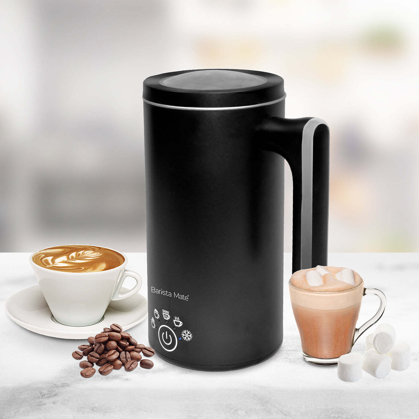 Hot & Cold Milk Frother Black 500W 5 Modes Foam Heating Cold Froth 250mL - SuperSaverAU - view 3