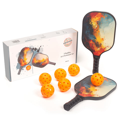 Pickleball Set with 6 Aerodynamic Balls and 2 Fiberglass Paddles - SuperSaverAU - view 1