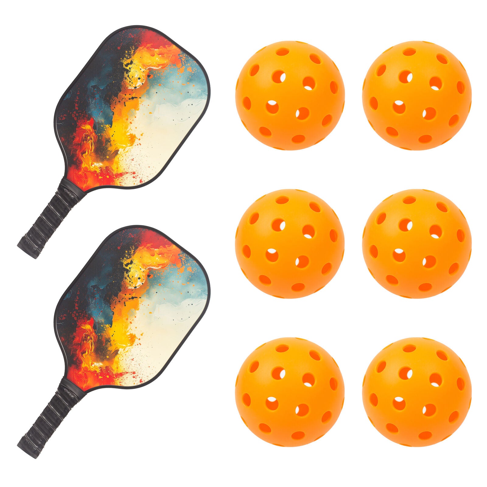 Pickleball Set with 6 Aerodynamic Balls and 2 Fiberglass Paddles - SuperSaverAU - view 6