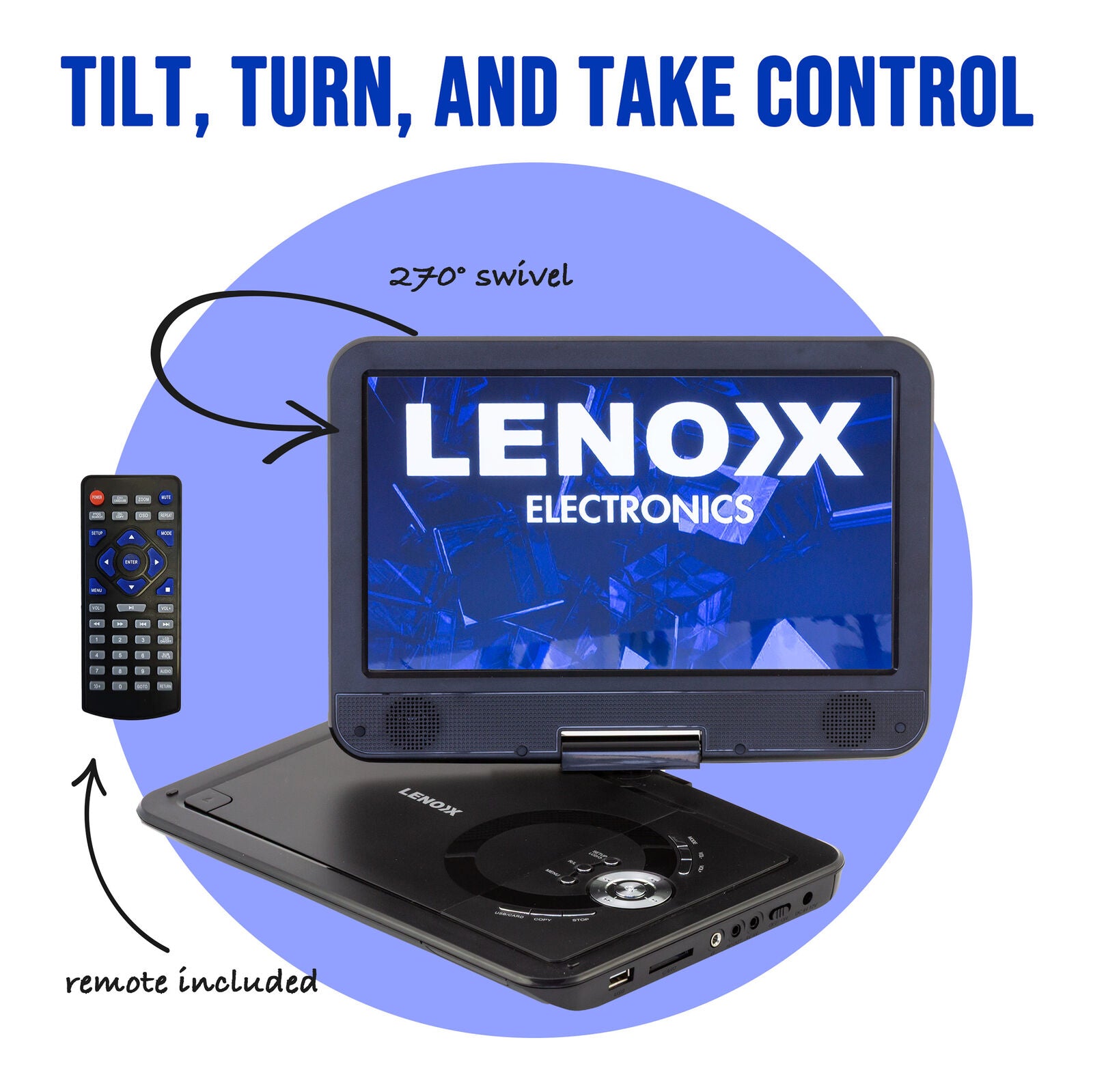 10.1" Portable DVD Player with 270° Swivel Screen, Rechargeable Battery & Multi-Format Support - SuperSaverAU - view 6