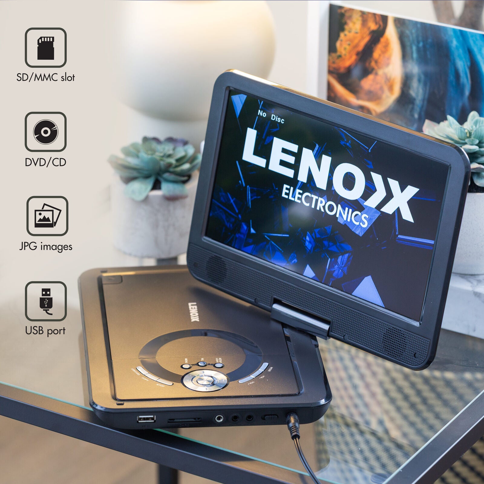10.1" Portable DVD Player with 270° Swivel Screen, Rechargeable Battery & Multi-Format Support - SuperSaverAU - view 7