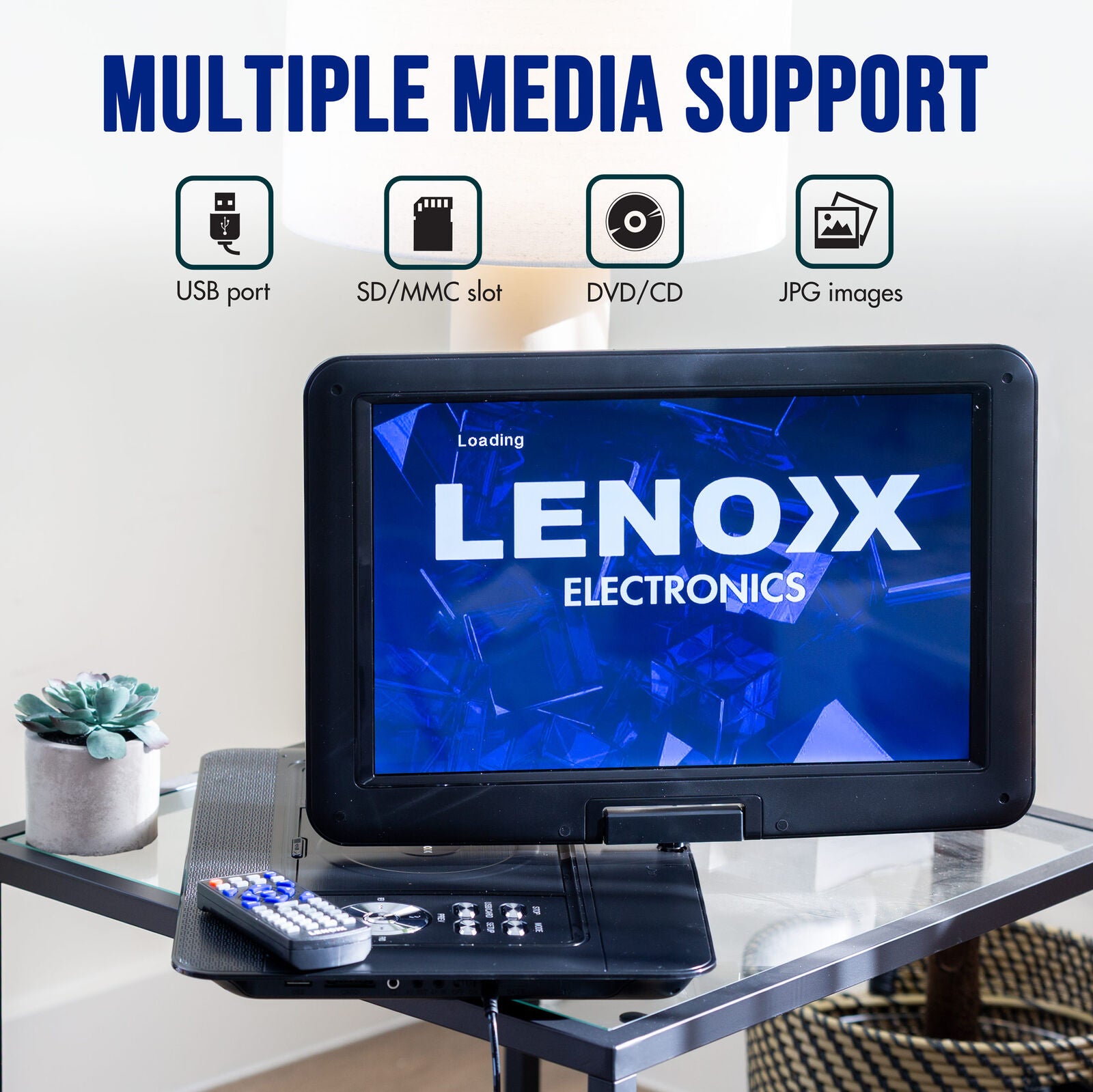 Premium 15.4 Inch Swivel Portable DVD Player with Rechargeable Screen