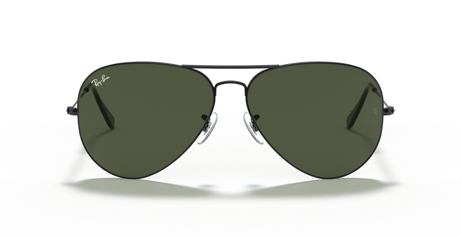 Ray-Ban Aviator Large Metal II Sunglasses - Black Frame, Green Lenses - SuperSaverAU - view 1