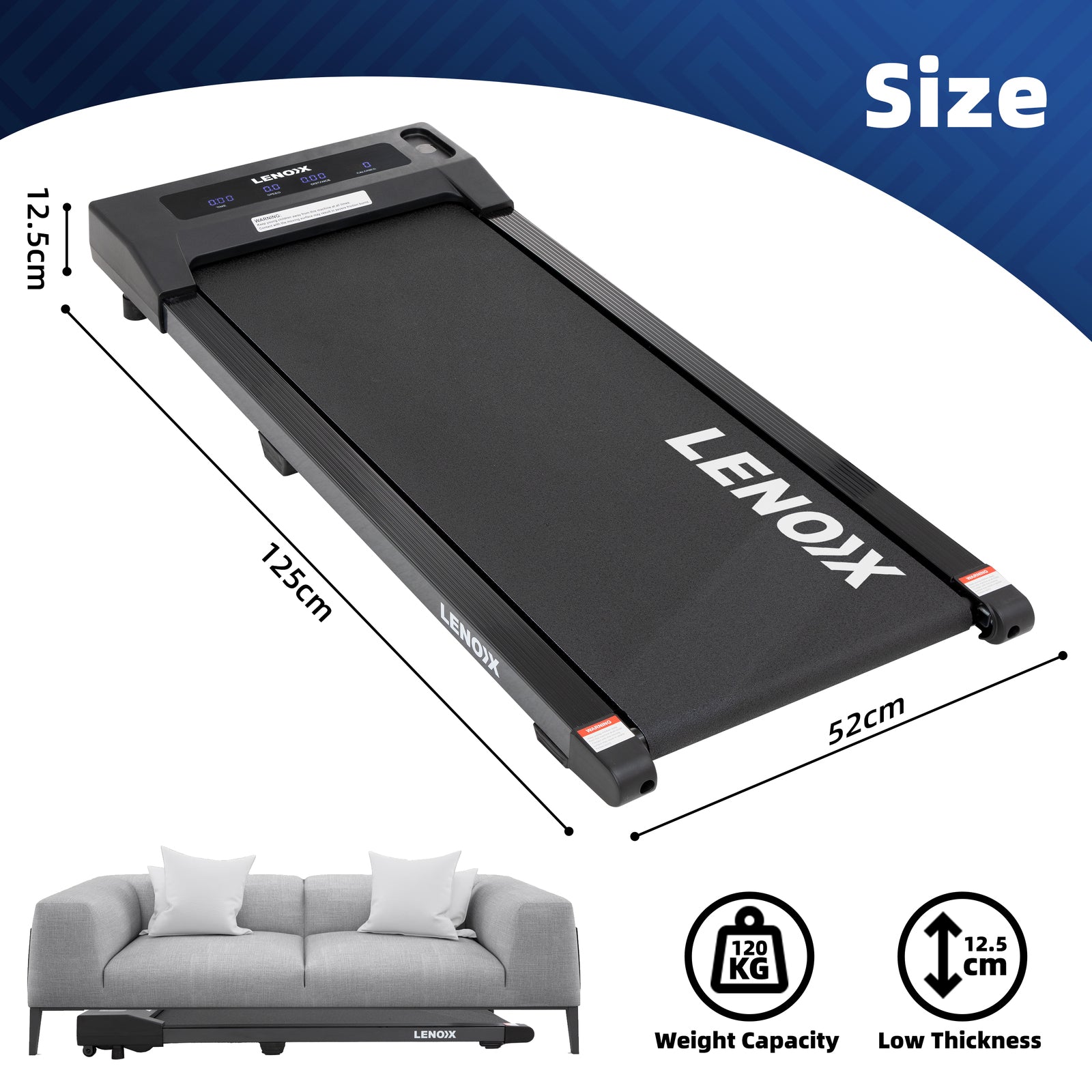 1.5 HP 52cm Electric Walking Pad Treadmill with Remote Control and Display Screen - SuperSaverAU - view 3
