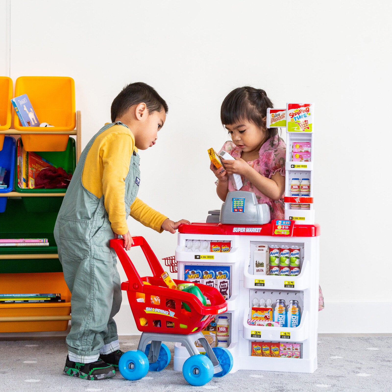 Children's Home Supermarket w/ Toy Cash Register, Trolly, Fruit & More - SuperSaverAU - view 5