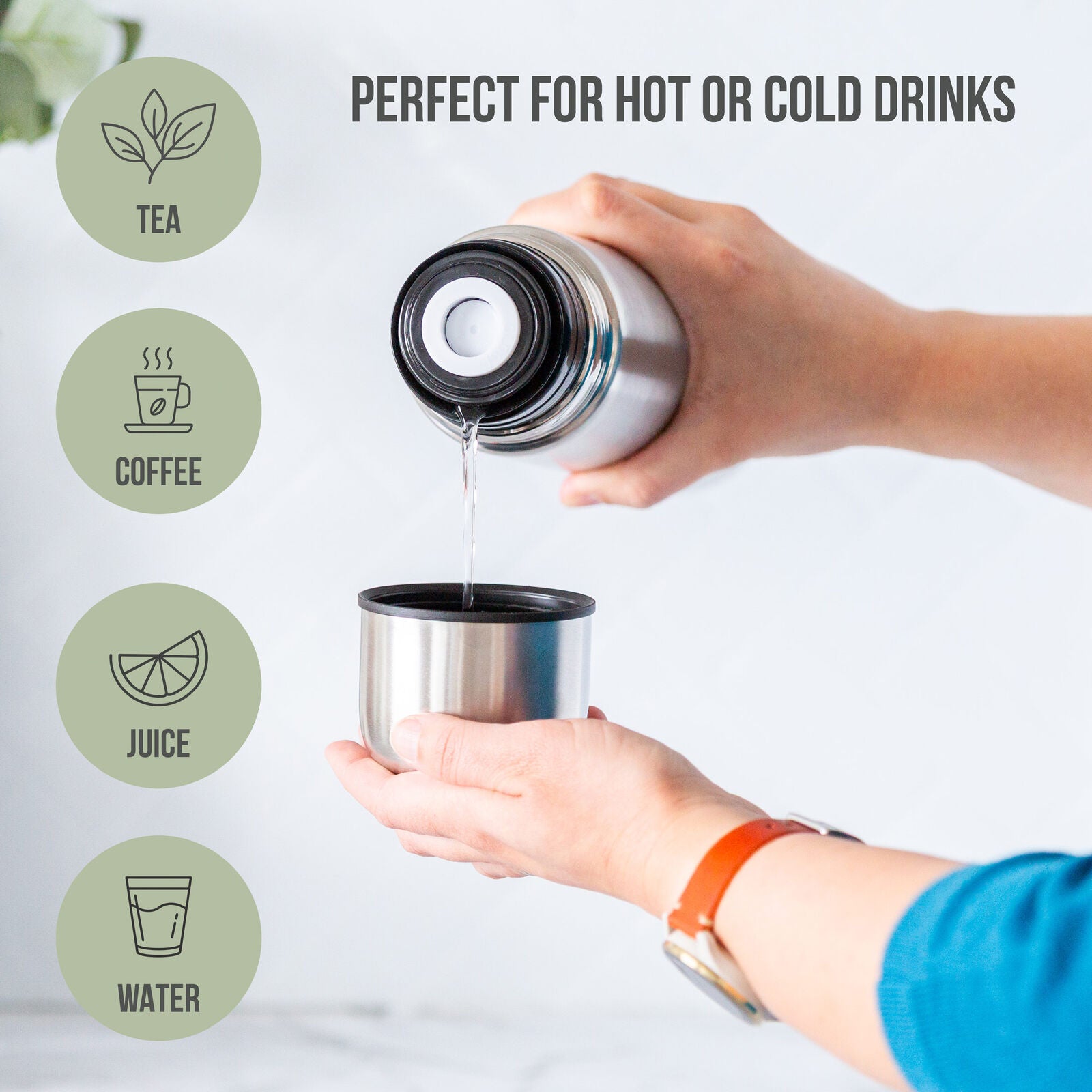 1L Stainless Steel Vacuum Flask Insulated Drink Container - SuperSaverAU - view 3