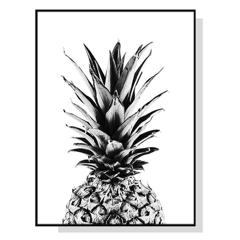 Premium Pineapple Framed Canvas Wall Art - Black Frame, 40 x 60cm