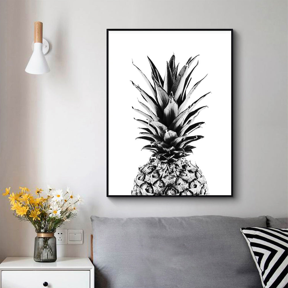 Premium Pineapple Framed Canvas Wall Art - Black Frame, 40 x 60cm