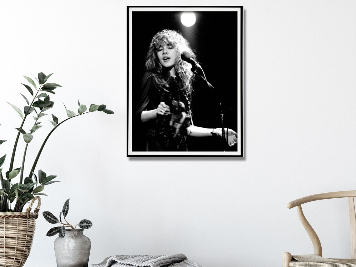 Premium Young Stevie Nicks Canvas Wall Art with Black Frame - 60 x 90cm