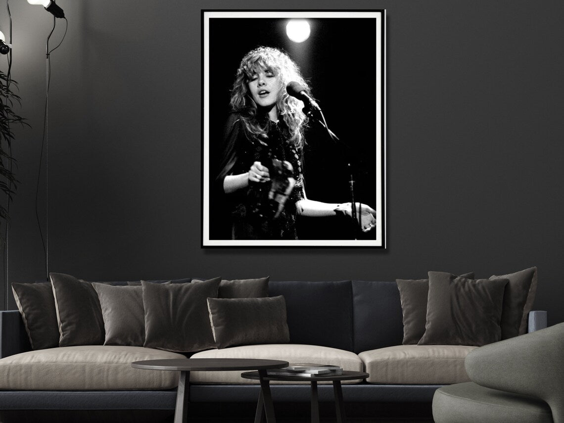 Premium Young Stevie Nicks Canvas Wall Art with Black Frame - 60 x 90cm