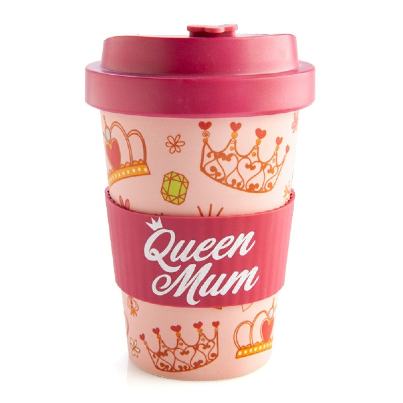 Queen Mum Eco-friendly Bamboo Travel Cup 470 ml with Crown & Heart Design - SuperSaverAU - view 1