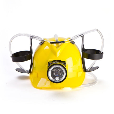 Bright Yellow Miner Drinking Hat with Light - Hands-Free, Great Gift for Tradies - SuperSaverAU - view 1