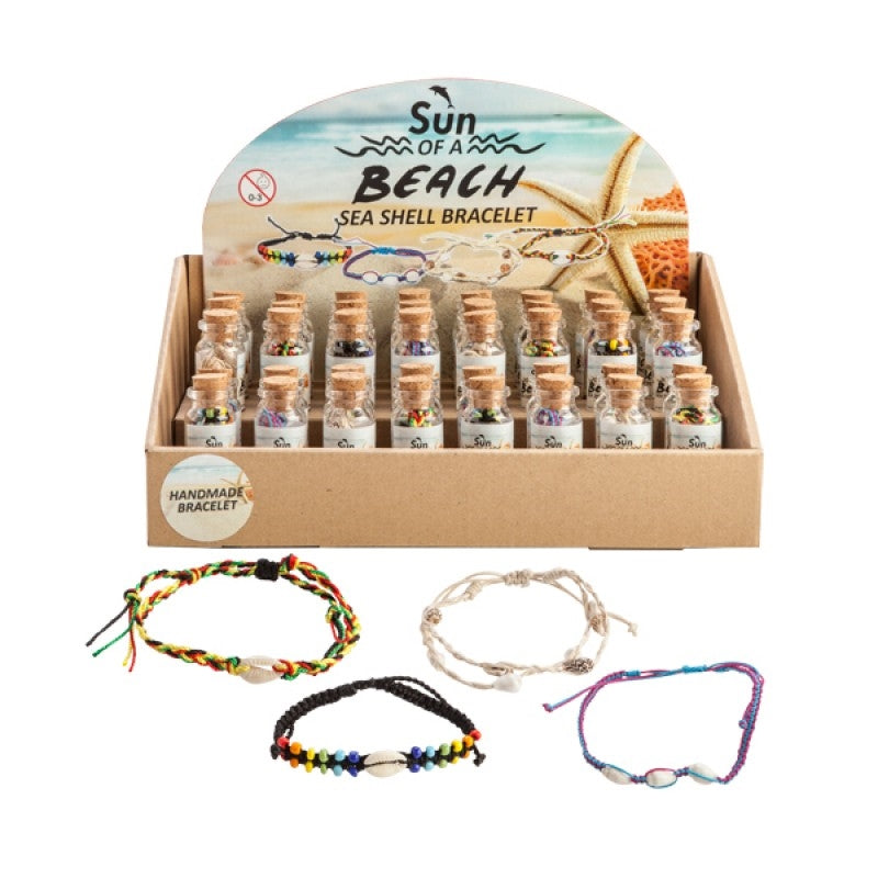 Beach Bracelet in a Bottle - Handmade with Coffee Bean Seashell Charm, (SENT AT RANDOM) - SuperSaverAU - view 1
