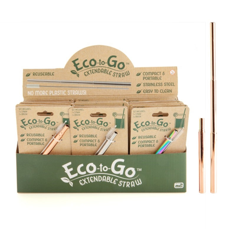 Extendable Steel Straw 10-23.3 cm with Cleaning Brush - Assorted Colours - SuperSaverAU - view 1