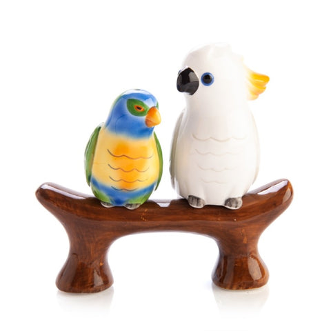Australian Birds Ceramic Salt and Pepper Shakers with Magnetic Tree Branch Holder - SuperSaverAU - view 1