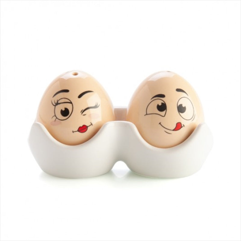 Premium Eggheads Salt and Pepper Shaker Set with Display Tray