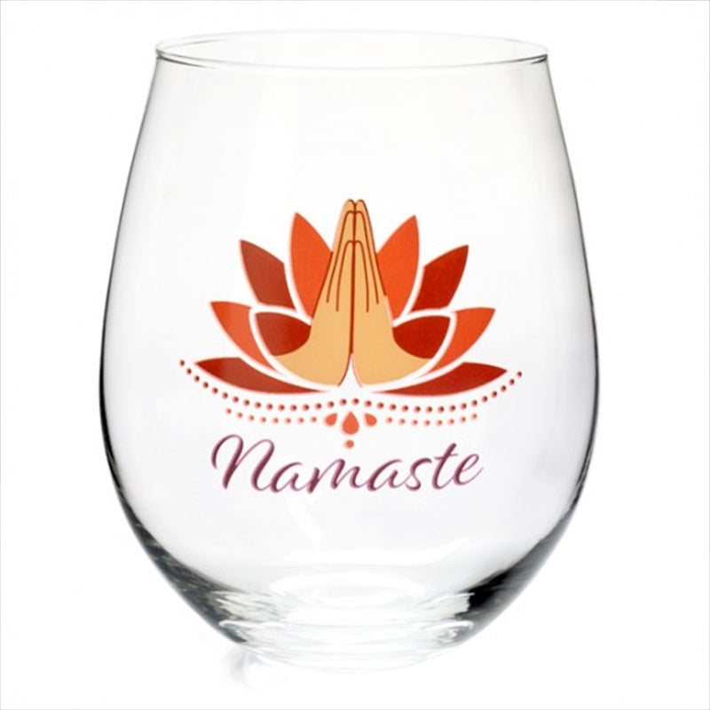 Tallulah Wellness Glass - 12oz Stemless Lotus Design 'Namaste' - SuperSaverAU - view 1