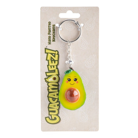 Premium Hand Painted Avocado Keychain with Smiling Face