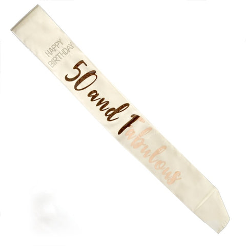 Premium 50 and Fabulous Rose Gold Sash - White