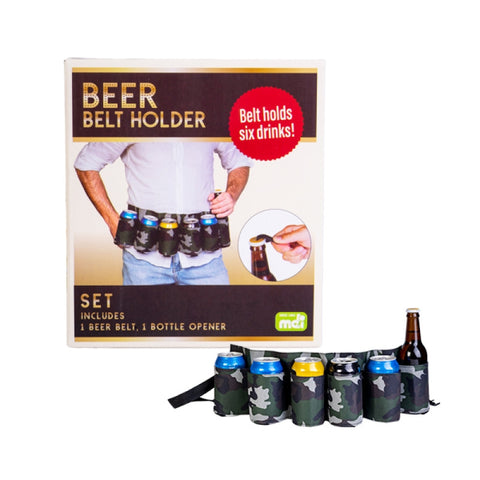 Camo Beer Belt Holder - 6 Drinks, Bottle Opener, 530x60x170mm - SuperSaverAU - view 1