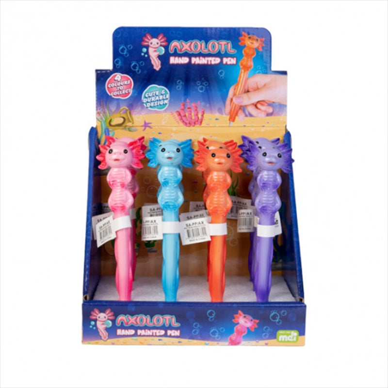 Hand Painted Axolotl Pen - Polyresin, Black Ink, 4 Colours Available - SuperSaverAU - view 1