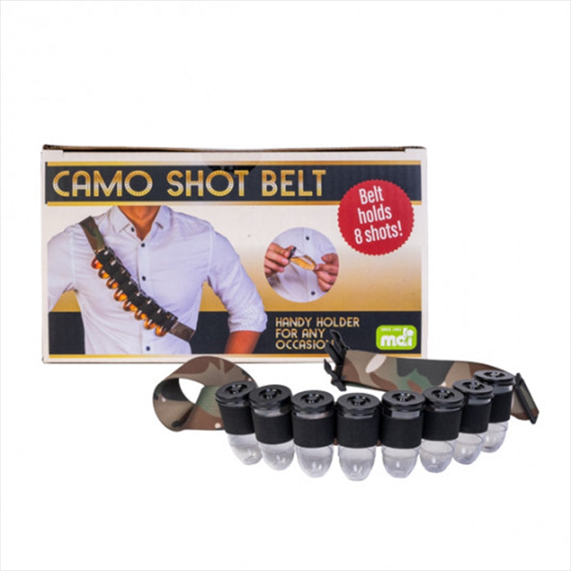 Premium Camo Shot Belt with Spill Proof Lids