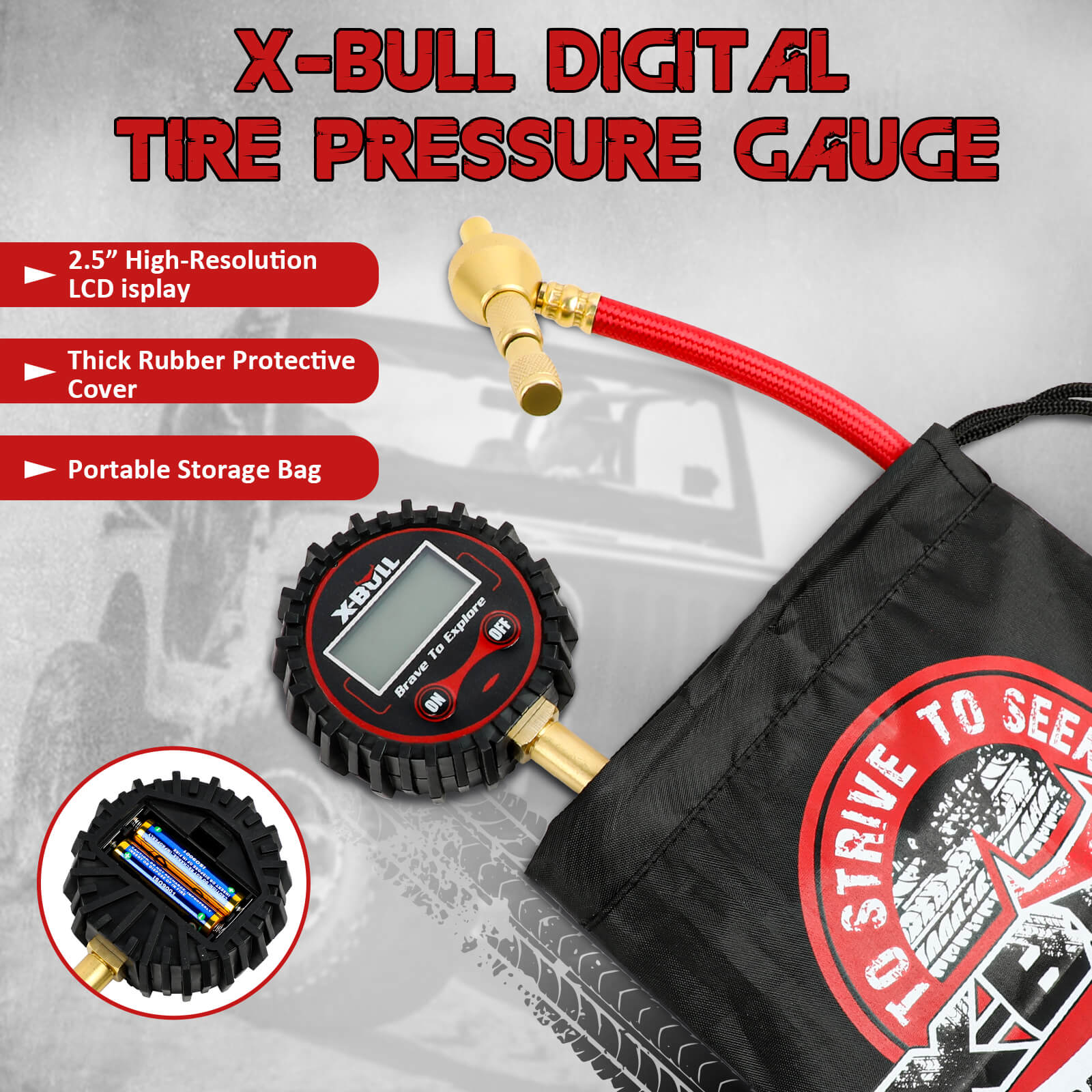 X-BULL Digital Tyre Pressure Gauge 250PSI with LED Display